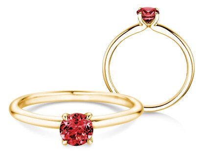 Geboortesteen ring Classic 4 juli in 14K geelgoud met robijn 0,50ct