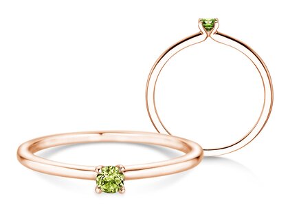 Geboortesteen ring Classic 4 augustus in 9K roségoud met peridoot 0,10ct