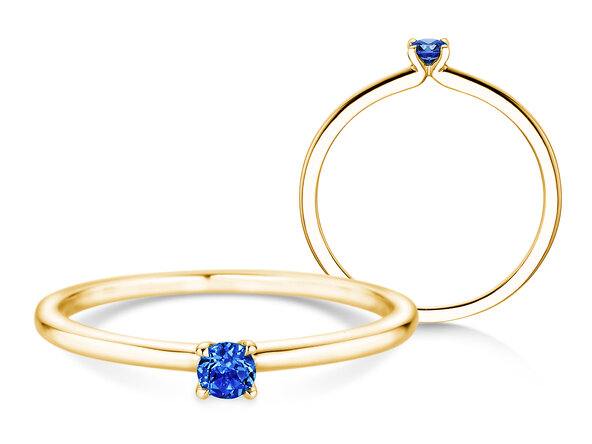 Geboortesteen ring Classic 4 september in 14K geelgoud met saffier 0,10ct