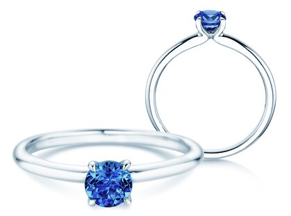 Geboortesteen ring Classic 4 september in 9K witgoud met saffier 0,50ct