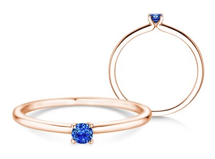 Geboortesteen ring Classic 4 september in 14K roségoud met saffier 0,10ct
