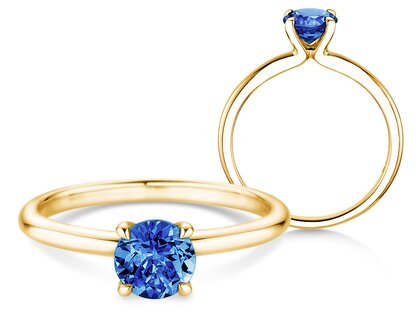 Geboortesteen ring Classic 4 september in 14K geelgoud met saffier 1,00ct