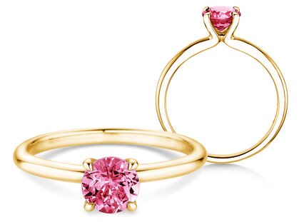 Geboortesteen ring Classic 4 oktober in 9K geelgoud met roze toermalijn 1,00ct