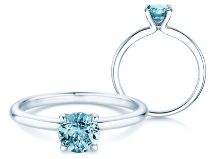 Geboortesteen ring Classic 4 december in 14K witgoud met blauwe topaas 1,00ct
