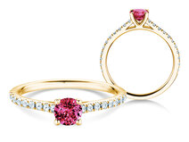 Geboortesteen ring Pure Colour januari in 18K geelgoud met granaat 0,50ct en diamanten 0,26ct