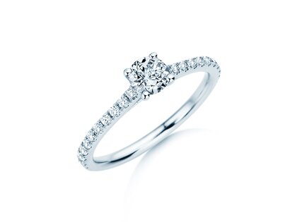 Geboortesteen ring Pure Colour april in 14K witgoud met diamant 0,50ct en diamanten 0,26ct