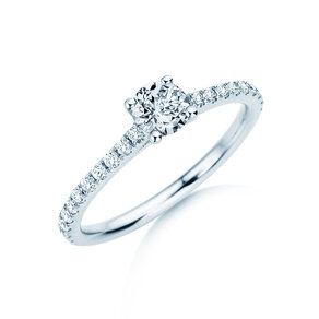 Geboortesteen ring Pure Colour april in 14K witgoud met diamant 0,50ct en diamanten 0,26ct