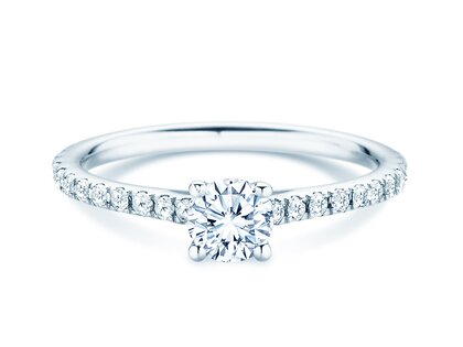 Geboortesteen ring Pure Colour april in 14K witgoud met diamant 0,50ct en diamanten 0,26ct