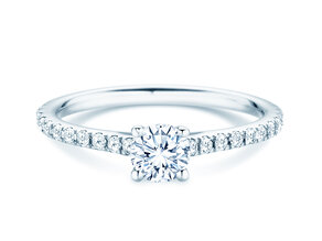Geboortesteen ring Pure Colour april in 14K witgoud met diamant 0,50ct en diamanten 0,26ct