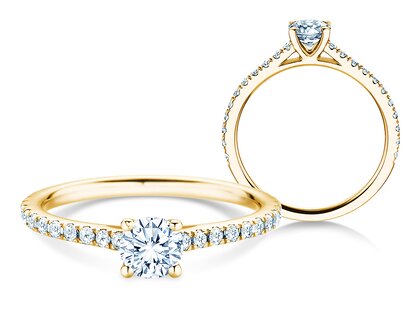 Geboortesteen ring Pure Colour april in 14K geelgoud met diamant 0,50ct en diamanten 0,26ct
