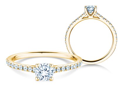 Geboortesteen ring Pure Colour april in 9K geelgoud met diamant 0,50ct en diamanten 0,26ct