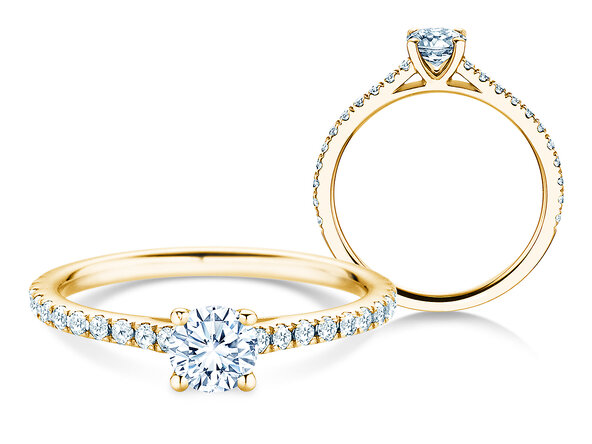Geboortesteen ring Pure Colour april in 14K geelgoud met diamant 0,50ct en diamanten 0,26ct