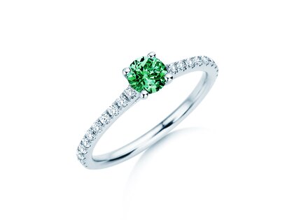 Geboortesteen ring Pure Colour mei in 9K witgoud met smaragd 0,50ct en diamanten 0,26ct