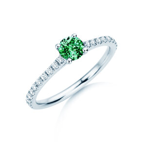 Geboortesteen ring Pure Colour mei in 9K witgoud met smaragd 0,50ct en diamanten 0,26ct