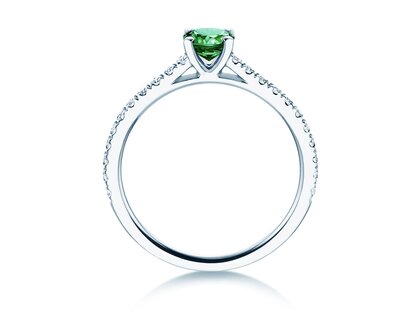 Geboortesteen ring Pure Colour mei in 9K witgoud met smaragd 0,50ct en diamanten 0,26ct