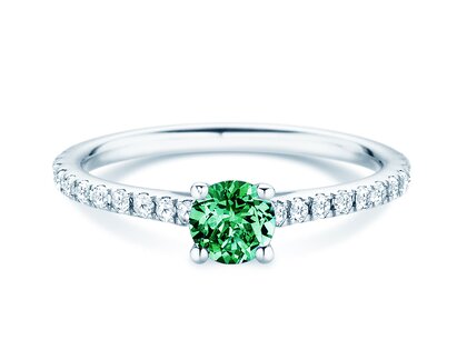 Geboortesteen ring Pure Colour mei in 9K witgoud met smaragd 0,50ct en diamanten 0,26ct