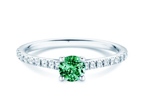 Geboortesteen ring Pure Colour mei in 9K witgoud met smaragd 0,50ct en diamanten 0,26ct