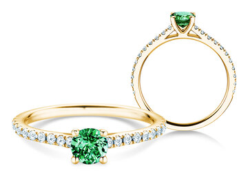 Geboortesteen ring Pure Colour mei in 9K witgoud met smaragd 0,50ct en diamanten 0,26ct