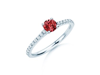 Geboortesteen ring Pure Colour juli in 9K witgoud met robijn 0,50ct en diamanten 0,26ct