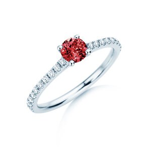 Geboortesteen ring Pure Colour juli in 9K witgoud met robijn 0,50ct en diamanten 0,26ct
