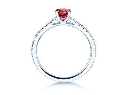Geboortesteen ring Pure Colour juli in 9K witgoud met robijn 0,50ct en diamanten 0,26ct
