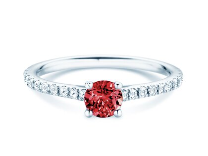 Geboortesteen ring Pure Colour juli in 9K witgoud met robijn 0,50ct en diamanten 0,26ct