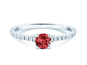 Geboortesteen ring Pure Colour juli in 9K witgoud met robijn 0,50ct en diamanten 0,26ct