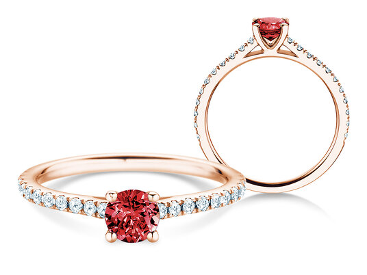 Geboortesteen ring Pure Colour juli in 9K witgoud met robijn 0,50ct en diamanten 0,26ct
