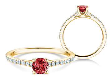 Geboortesteen ring Pure Colour juli in 9K witgoud met robijn 0,50ct en diamanten 0,26ct
