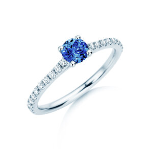 Geboortesteen ring Pure Colour september in 9K witgoud met saffier 0,50ct en diamanten 0,26ct