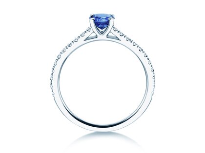 Geboortesteen ring Pure Colour september in 9K witgoud met saffier 0,50ct en diamanten 0,26ct