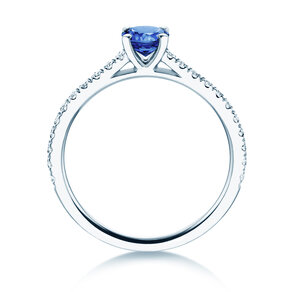Geboortesteen ring Pure Colour september in 9K witgoud met saffier 0,50ct en diamanten 0,26ct