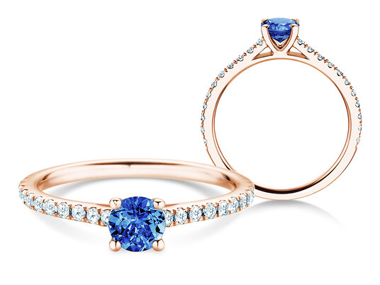 Geboortesteen ring Pure Colour september in 9K witgoud met saffier 0,50ct en diamanten 0,26ct