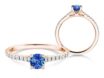 Geboortesteen ring Pure Colour september in 9K witgoud met saffier 0,50ct en diamanten 0,26ct