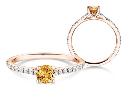 Geboortesteen ring Pure Colour november in 18K roségoud met citrien 0,50ct en diamanten 0,26ct