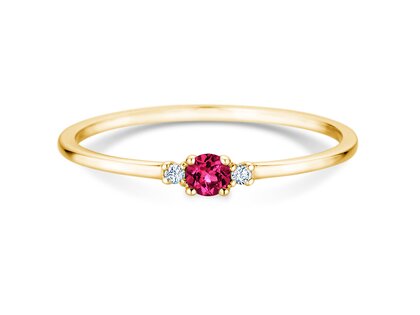 Geboortesteen ring Vivid Petite januari in 14K geelgoud met granaat 0,11ct en diamanten 0,02ct