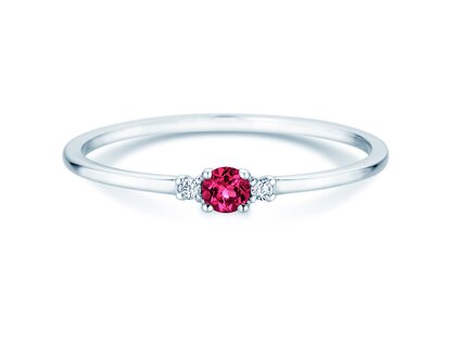 Geboortesteen ring Vivid Petite januari in 14K witgoud met granaat 0,11ct en diamanten 0,02ct