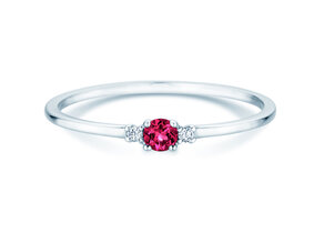 Geboortesteen ring Vivid Petite januari in 14K witgoud met granaat 0,11ct en diamanten 0,02ct