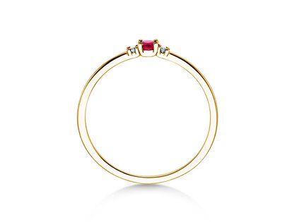Geboortesteen ring Vivid Petite januari in 14K geelgoud met granaat 0,11ct en diamanten 0,02ct