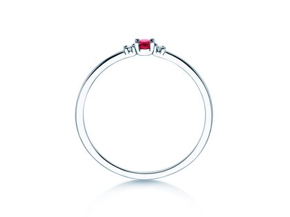 Geboortesteen ring Vivid Petite januari in 14K witgoud met granaat 0,11ct en diamanten 0,02ct