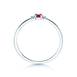 Geboortesteen ring Vivid Petite januari in 14K witgoud met granaat 0,11ct en diamanten 0,02ct