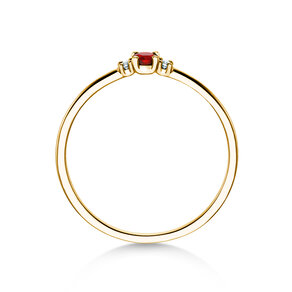 Geboortesteen ring Vivid Petite juli in 9K geelgoud met robijn 0,11ct en diamanten 0,02ct