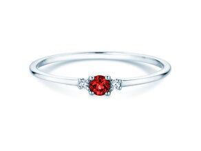 Geboortesteen ring Vivid Petite juli in 9K witgoud met robijn 0,11ct en diamanten 0,02ct