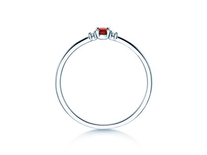 Geboortesteen ring Vivid Petite juli in 9K witgoud met robijn 0,11ct en diamanten 0,02ct