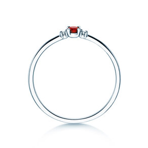 Geboortesteen ring Vivid Petite juli in 9K witgoud met robijn 0,11ct en diamanten 0,02ct