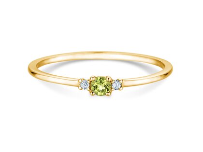 Geboortesteen ring Vivid Petite augustus in 14K geelgoud met peridoot 0,10ct en diamanten 0,02ct