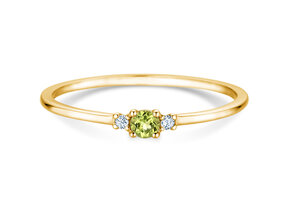 Geboortesteen ring Vivid Petite augustus in 14K geelgoud met peridoot 0,10ct en diamanten 0,02ct