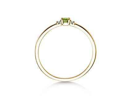 Geboortesteen ring Vivid Petite augustus in 14K geelgoud met peridoot 0,10ct en diamanten 0,02ct