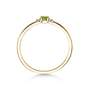 Geboortesteen ring Vivid Petite augustus in 14K geelgoud met peridoot 0,10ct en diamanten 0,02ct