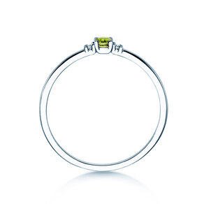 Geboortesteen ring Vivid Petite augustus in 14K witgoud met peridoot 0,10ct en diamanten 0,02ct